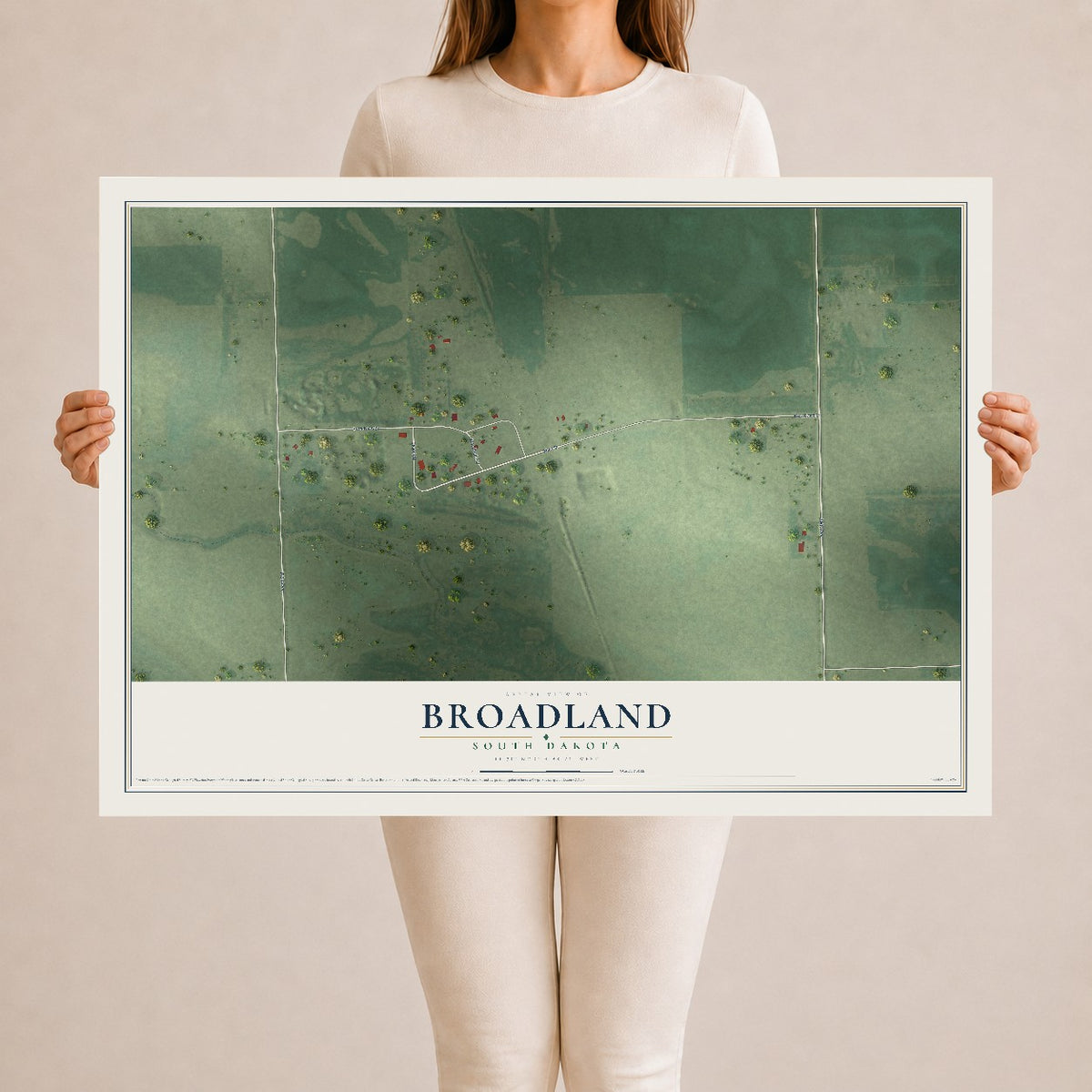 Map of Broadland, South Dakota, 24 x 36 inch unframed archival matte print