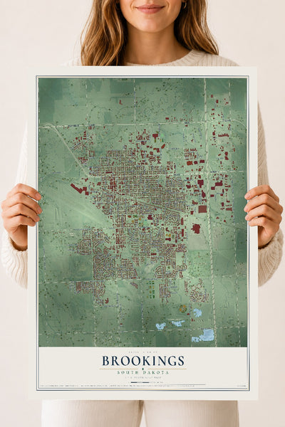 Map of Brookings, South Dakota, 18 x 24 inch unframed archival matte print