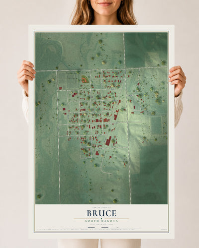 Map of Bruce, South Dakota, 24 x 36 inch unframed archival matte print