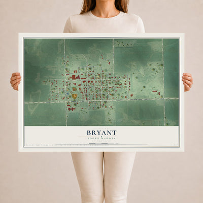 Map of Bryant, South Dakota, 24 x 36 inch unframed archival matte print