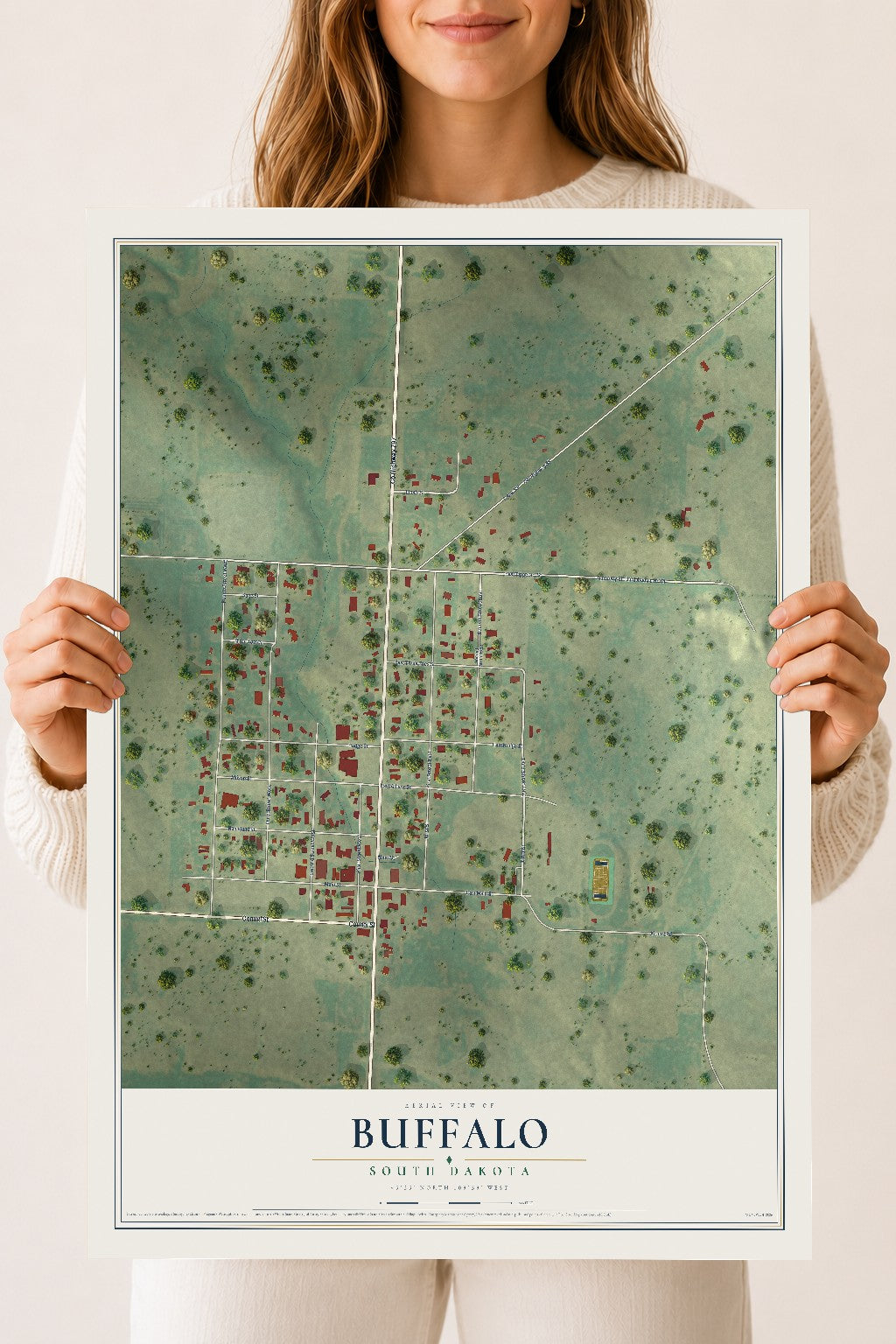 Map of Buffalo, South Dakota, 18 x 24 inch unframed archival matte print