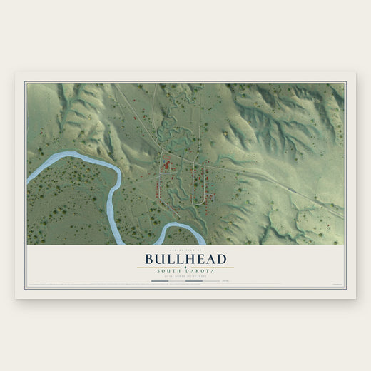 Bullhead, South Dakota map print, the full design