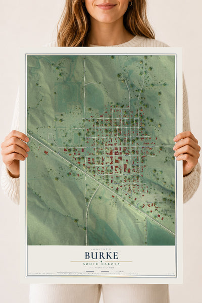Map of Burke, South Dakota, 18 x 24 inch unframed archival matte print
