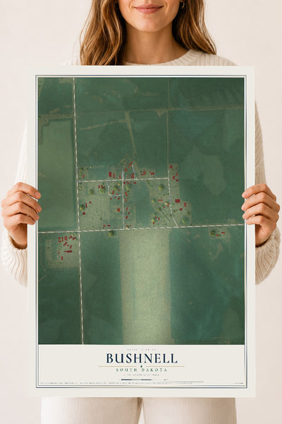 Map of Bushnell, South Dakota, 18 x 24 inch unframed archival matte print