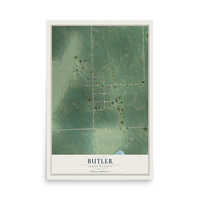 Map of Butler, South Dakota, 12 x 18 inch unframed archival matte print