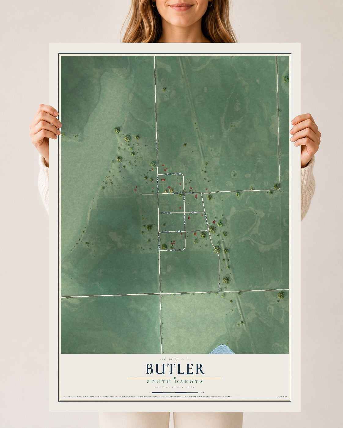 Map of Butler, South Dakota, 24 x 36 inch unframed archival matte print