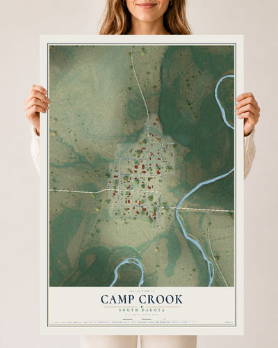 Map of Camp Crook, South Dakota, 24 x 36 inch unframed archival matte print