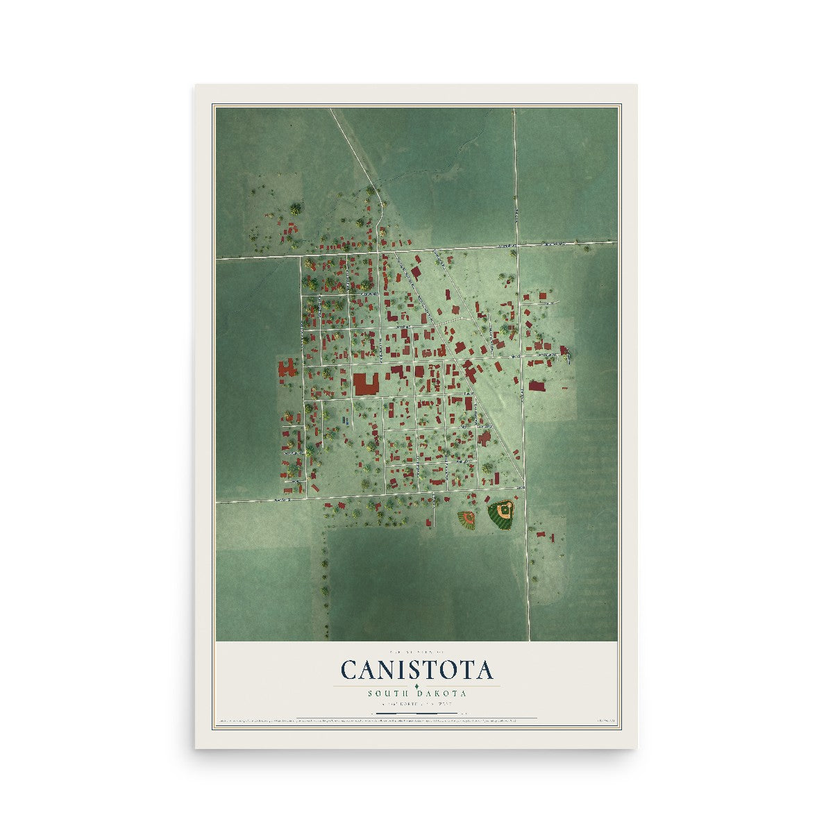 Map of Canistota, South Dakota, 12 x 18 inch unframed archival matte print