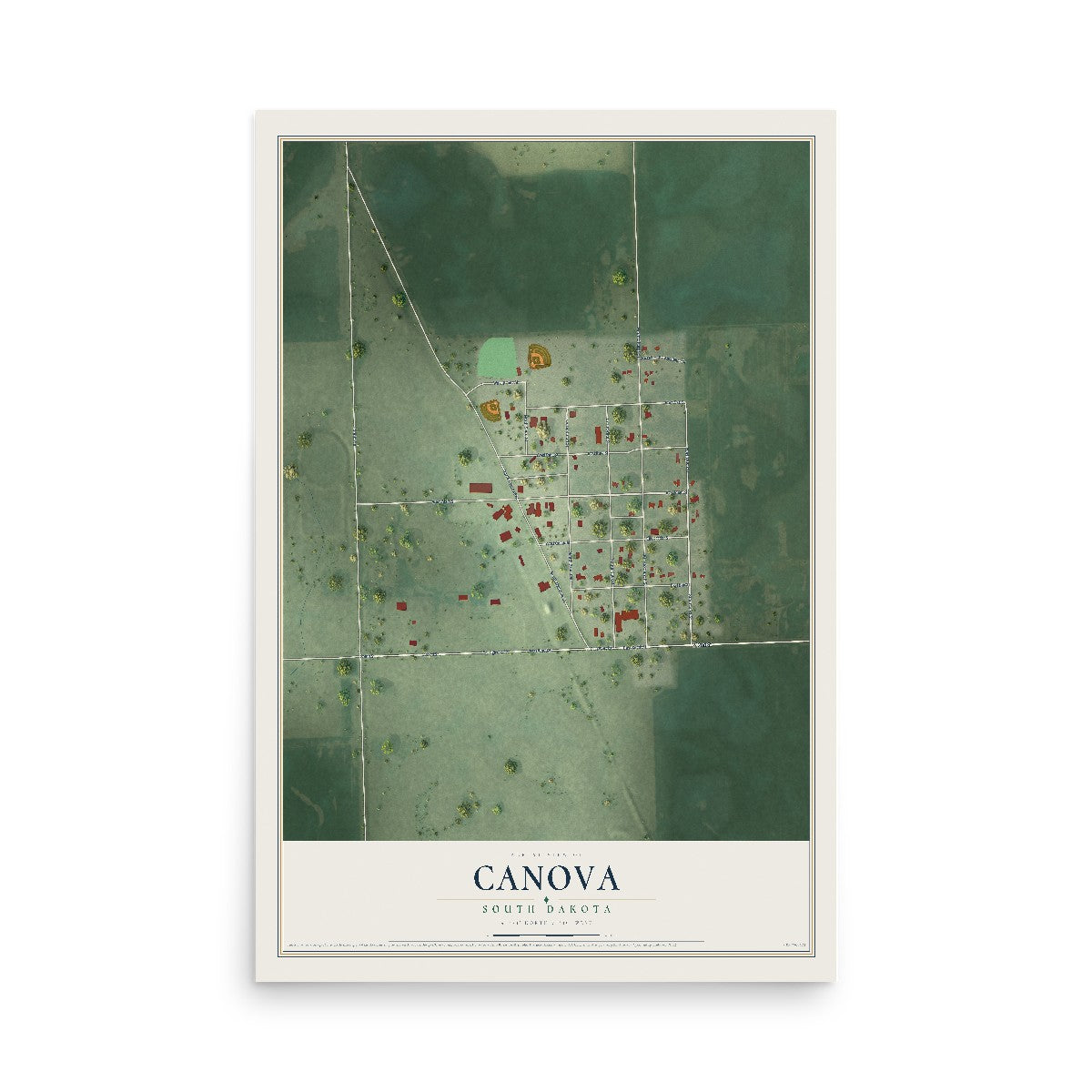 Map of Canova, South Dakota, 12 x 18 inch unframed archival matte print