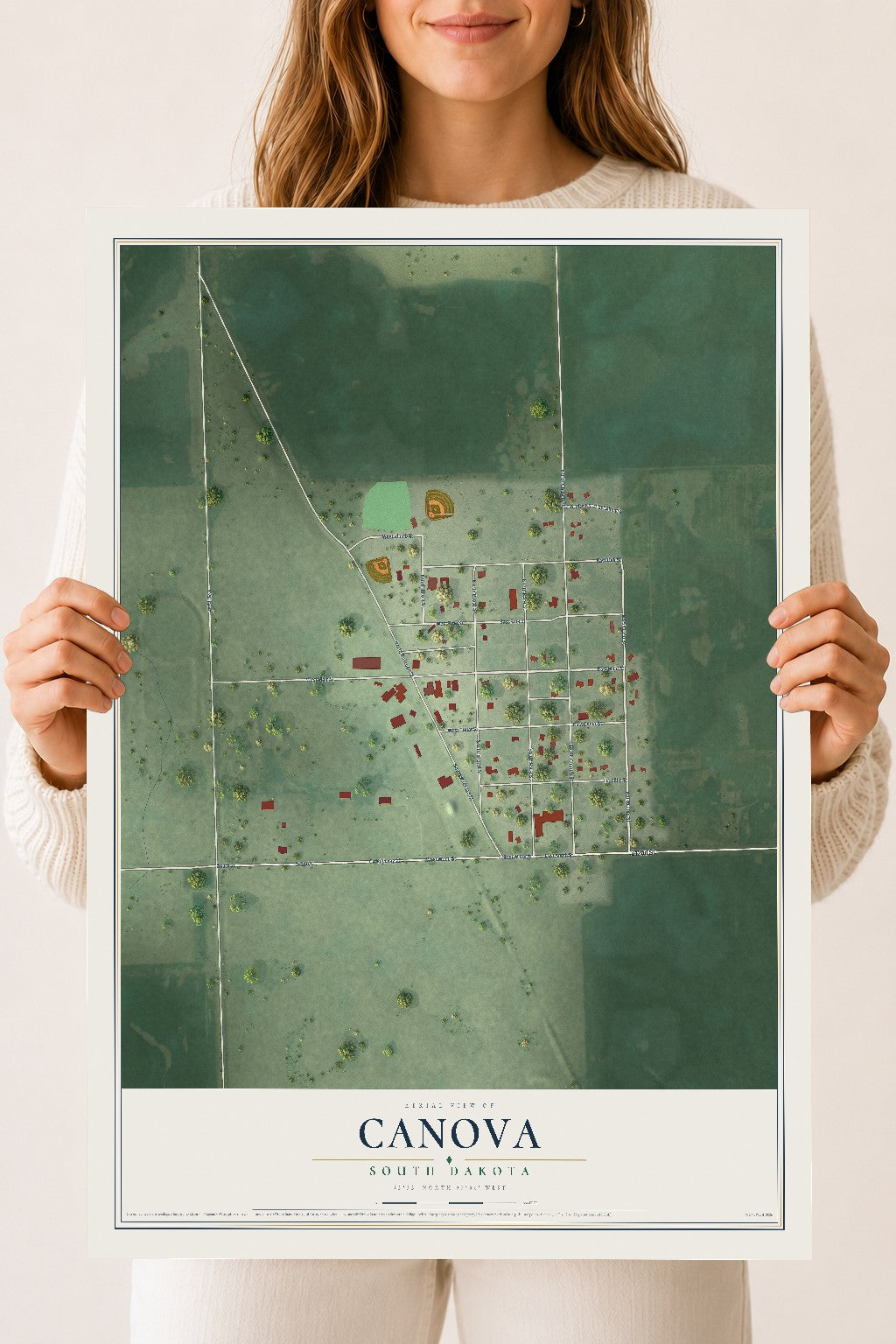 Map of Canova, South Dakota, 18 x 24 inch unframed archival matte print