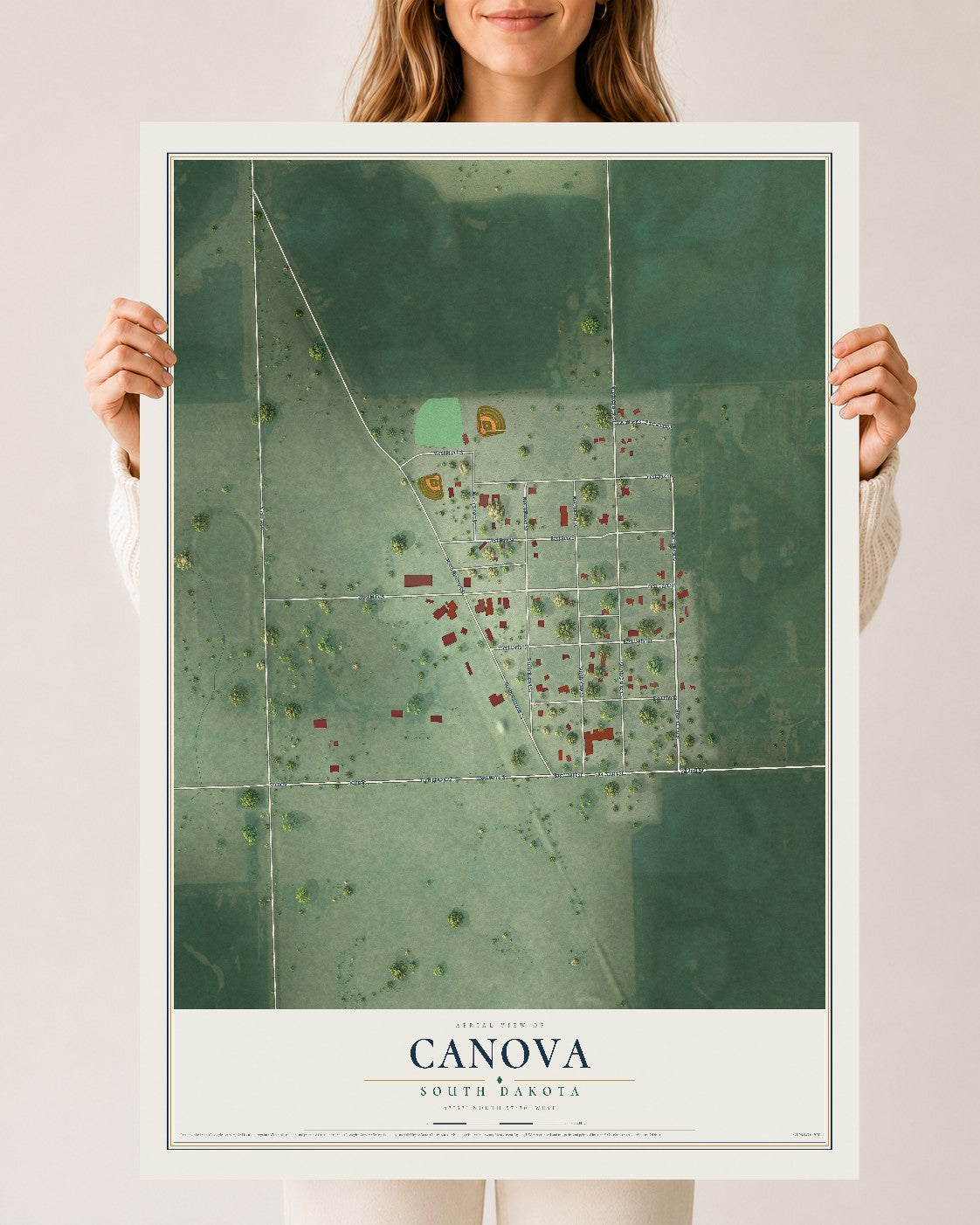 Map of Canova, South Dakota, 24 x 36 inch unframed archival matte print