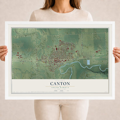 Map of Canton, South Dakota, 18 x 24 inch print in a white wood frame
