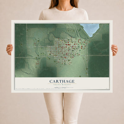 Map of Carthage, South Dakota, 24 x 36 inch unframed archival matte print