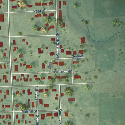 Second close-up of the map of Castlewood, South Dakota print showing more streets and buildings