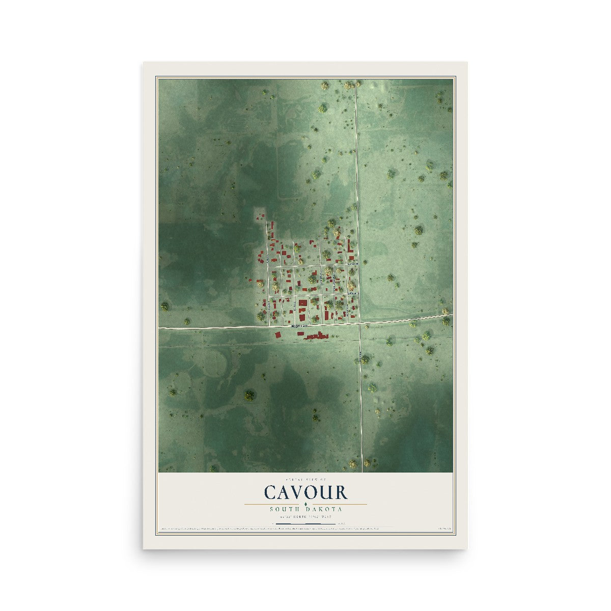 Map of Cavour, South Dakota, 12 x 18 inch unframed archival matte print