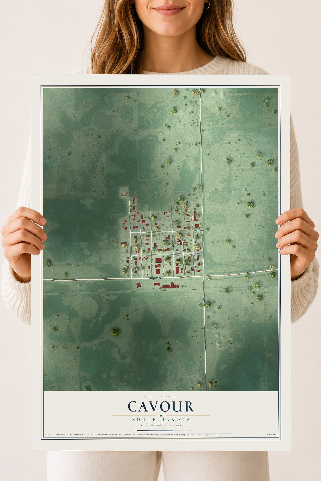 Map of Cavour, South Dakota, 18 x 24 inch unframed archival matte print