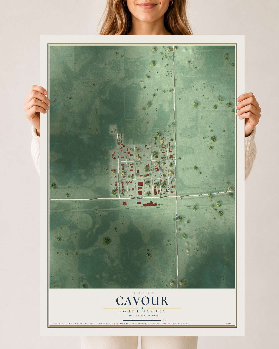 Map of Cavour, South Dakota, 24 x 36 inch unframed archival matte print