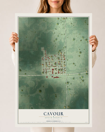 Map of Cavour, South Dakota, 24 x 36 inch unframed archival matte print