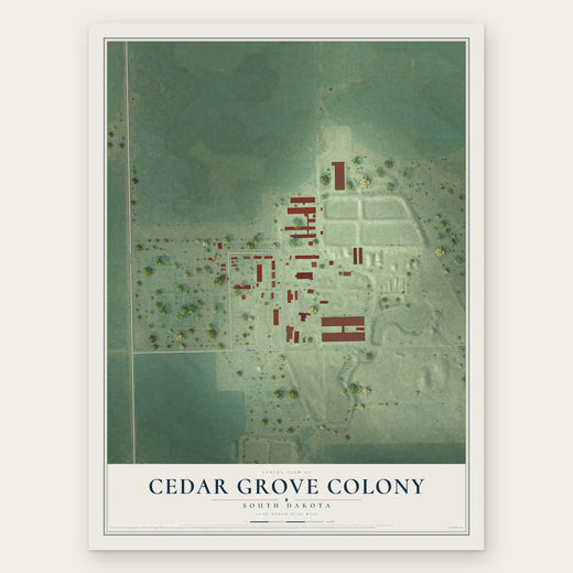 Cedar Grove Colony, South Dakota map print, the full design