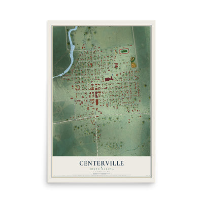 Map of Centerville, South Dakota, 12 x 18 inch unframed archival matte print