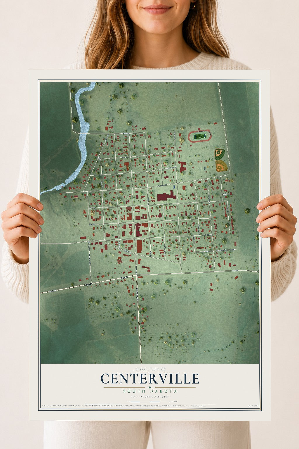 Map of Centerville, South Dakota, 18 x 24 inch unframed archival matte print