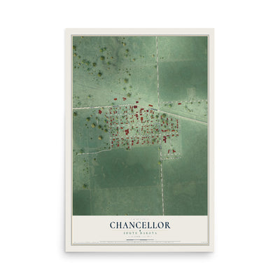 Map of Chancellor, South Dakota, 12 x 18 inch unframed archival matte print