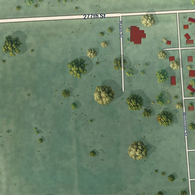 Second close-up of the map of Chancellor, South Dakota print showing more streets and buildings