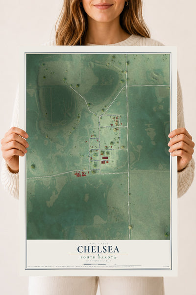 Map of Chelsea, South Dakota, 18 x 24 inch unframed archival matte print
