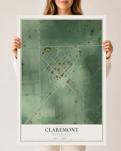 Map of Claremont, South Dakota, 24 x 36 inch unframed archival matte print