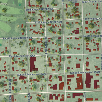 Close-up of the map of Clark, South Dakota print showing street and building detail
