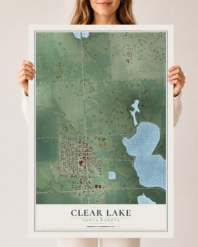 Map of Clear Lake, South Dakota, 24 x 36 inch unframed archival matte print