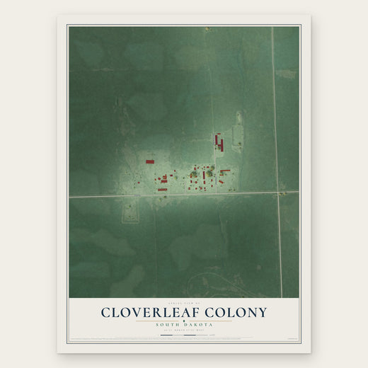 Cloverleaf Colony, South Dakota map print, the full design