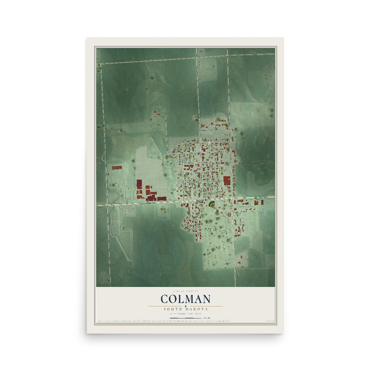 Map of Colman, South Dakota, 12 x 18 inch unframed archival matte print