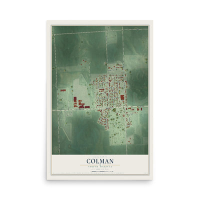 Map of Colman, South Dakota, 12 x 18 inch unframed archival matte print