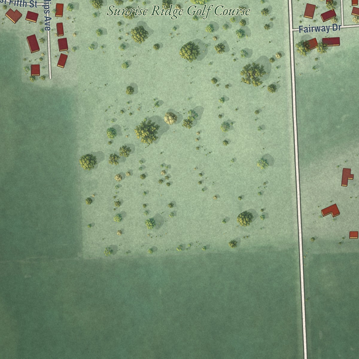 Second close-up of the map of Colman, South Dakota print showing more streets and buildings