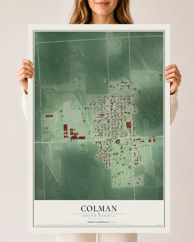 Map of Colman, South Dakota, 24 x 36 inch unframed archival matte print