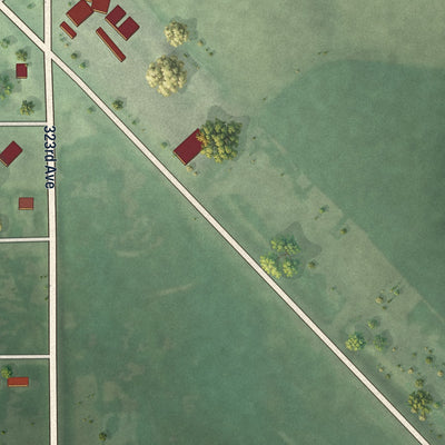 Second close-up of the map of Colome, South Dakota print showing more streets and buildings