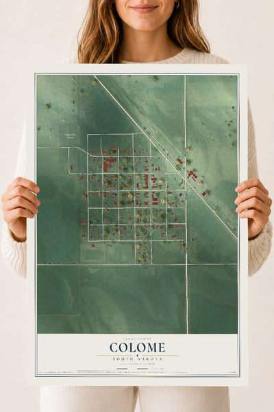 Map of Colome, South Dakota, 18 x 24 inch unframed archival matte print