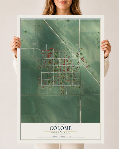 Map of Colome, South Dakota, 24 x 36 inch unframed archival matte print