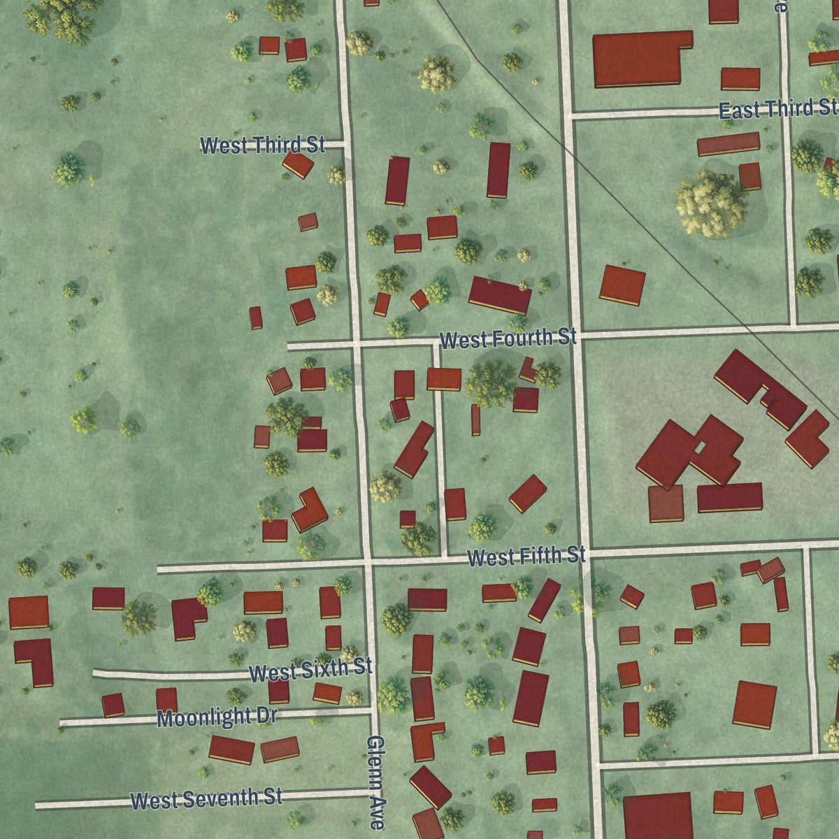 Second close-up of the map of Colton, South Dakota print showing more streets and buildings