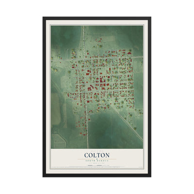 Map of Colton, South Dakota, 12 x 18 inch print in a black wood frame
