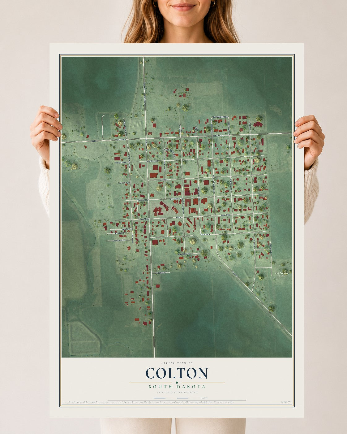 Map of Colton, South Dakota, 24 x 36 inch unframed archival matte print