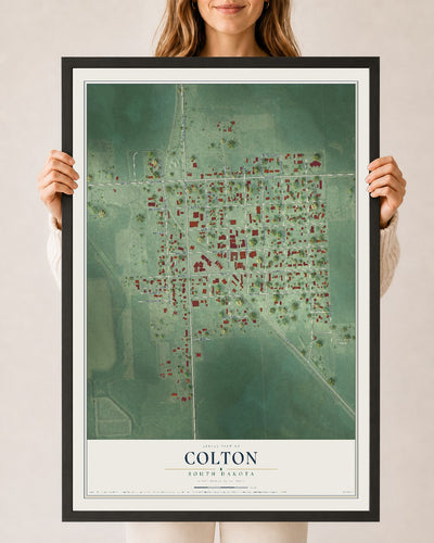 Map of Colton, South Dakota, 24 x 36 inch print in a black wood frame