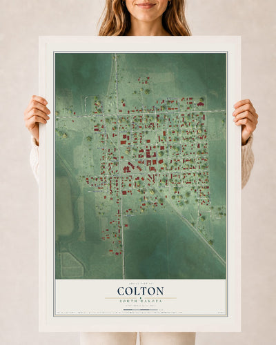 Map of Colton, South Dakota, 24 x 36 inch print in a white wood frame