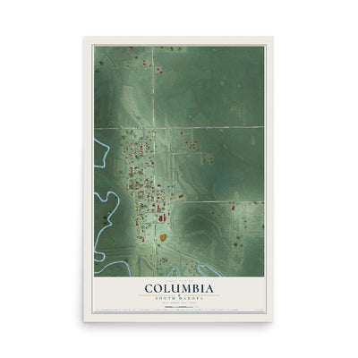Map of Columbia, South Dakota, 12 x 18 inch unframed archival matte print