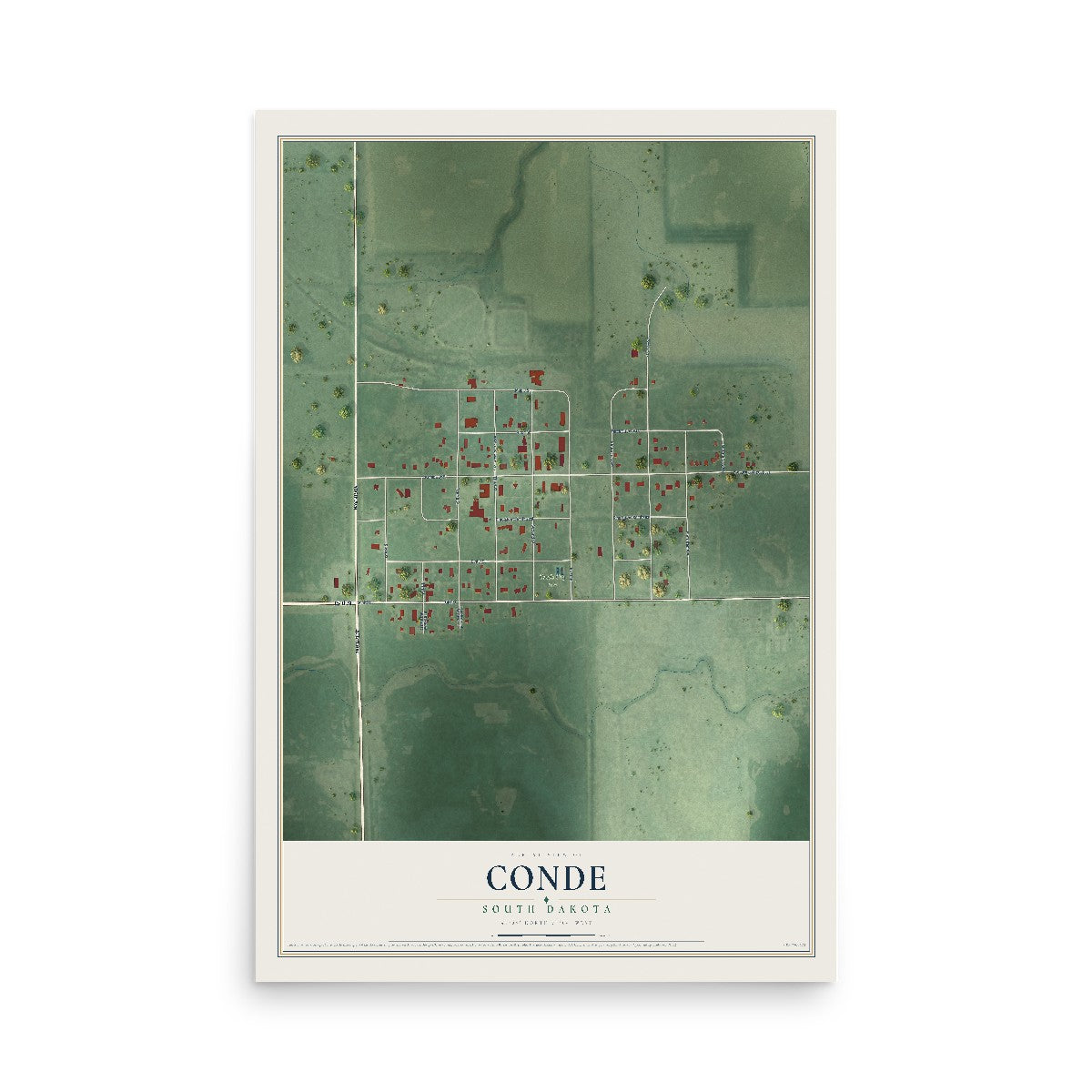 Map of Conde, South Dakota, 12 x 18 inch unframed archival matte print