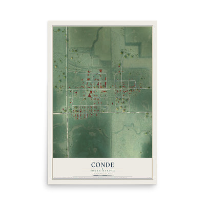 Map of Conde, South Dakota, 12 x 18 inch unframed archival matte print
