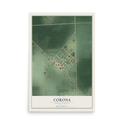 Map of Corona, South Dakota, 12 x 18 inch unframed archival matte print