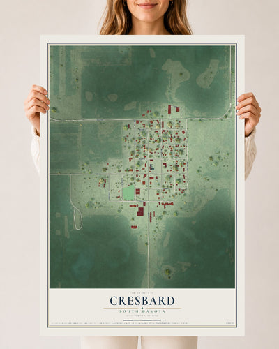 Map of Cresbard, South Dakota, 24 x 36 inch unframed archival matte print