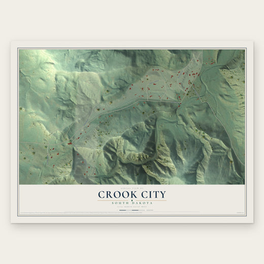 Crook City, South Dakota map print, the full design